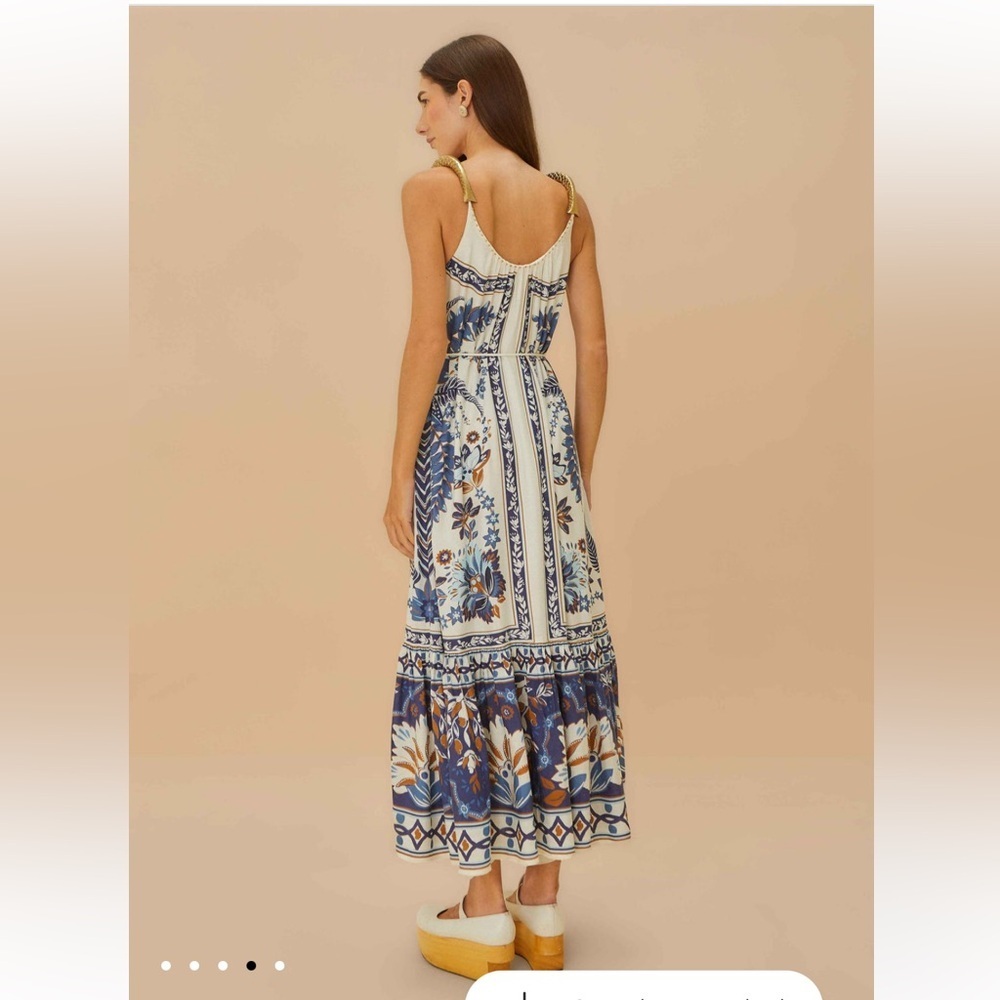 new Farm Rio Off-White Ana Tapestry Fish Strap Maxi Dress - Picture 2 of 9